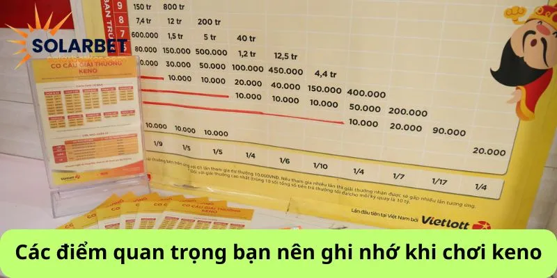 Các điểm quan trọng bạn nên ghi nhớ khi chơi keno.